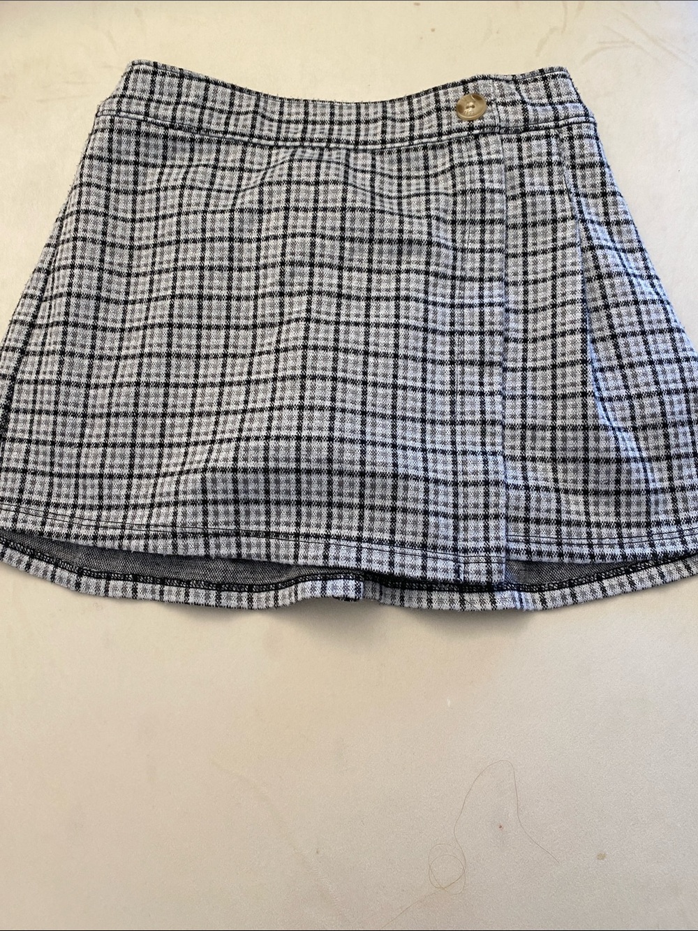 Black and White Plaid Mini Skorts